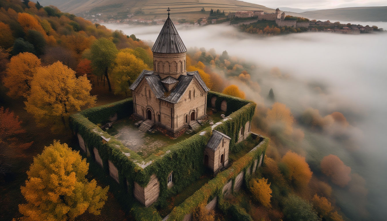 Замок в тумане Храм в тумане, дышит историей.